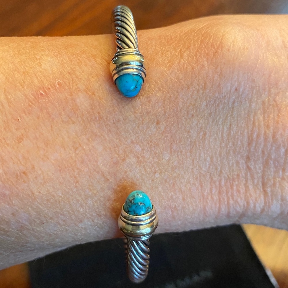 David Yurman Cable Classic turquoise cuff bracelet
